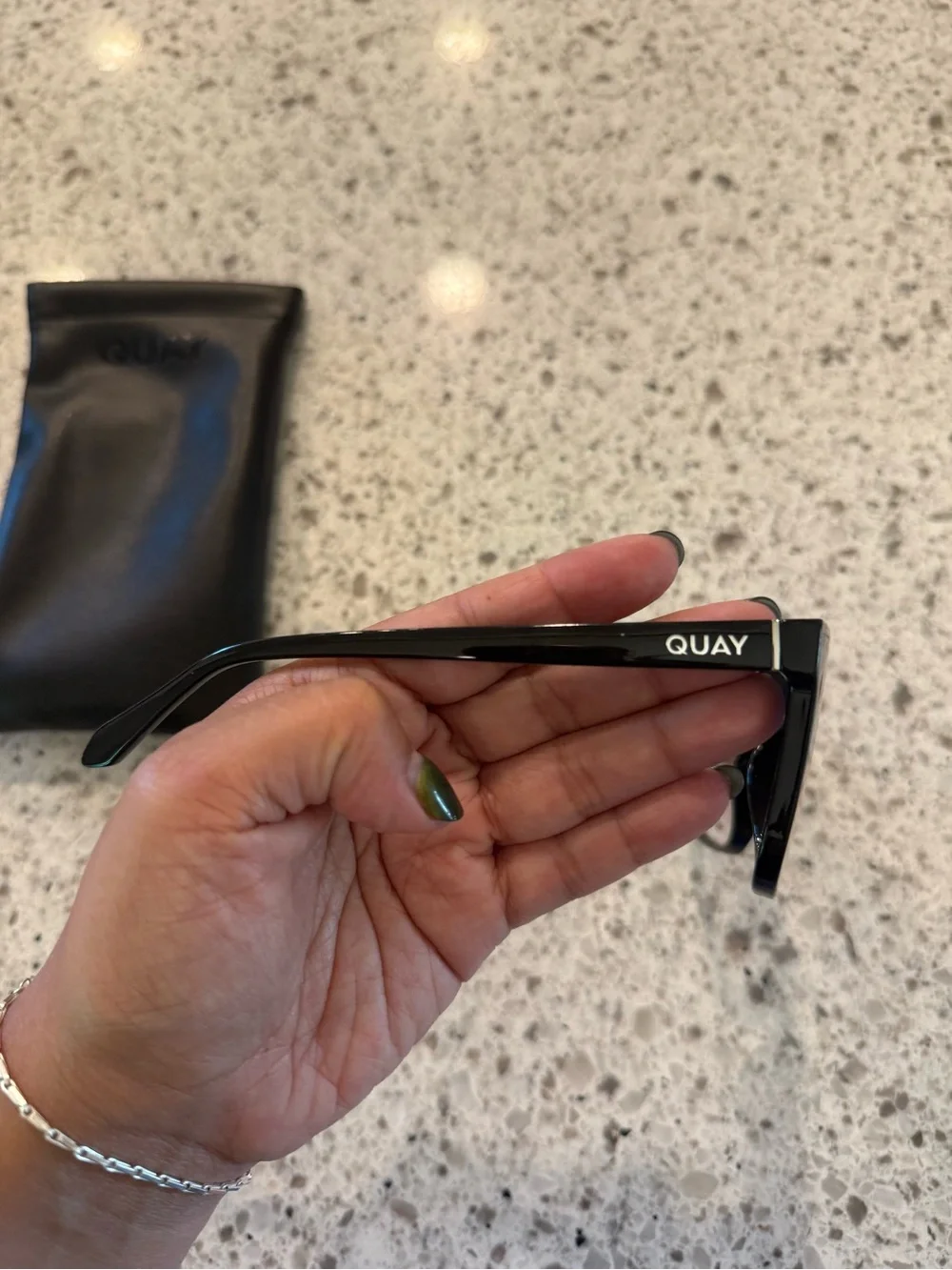 QUAY Nightfall Medium Sunglasses - Black/Teal Glow